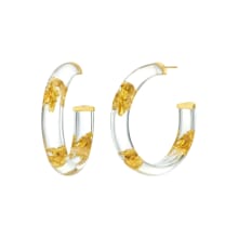 Product image of Gold and Honey Gold Leaf Clear Lucite Hoops
