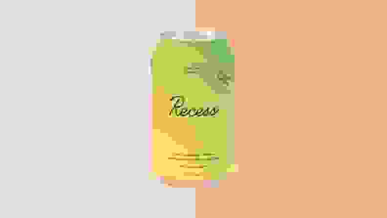 One Recess can on an orange background.
