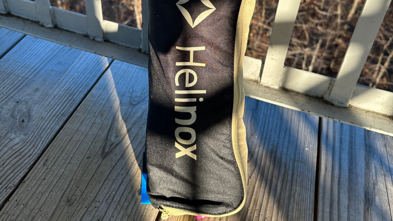 The chair's bag with the Helinox logo.