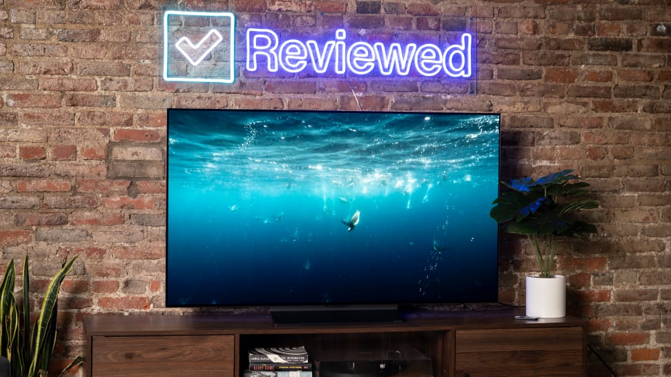 The LG C2 OLED TV displaying 4K/HDR content in a living room setting