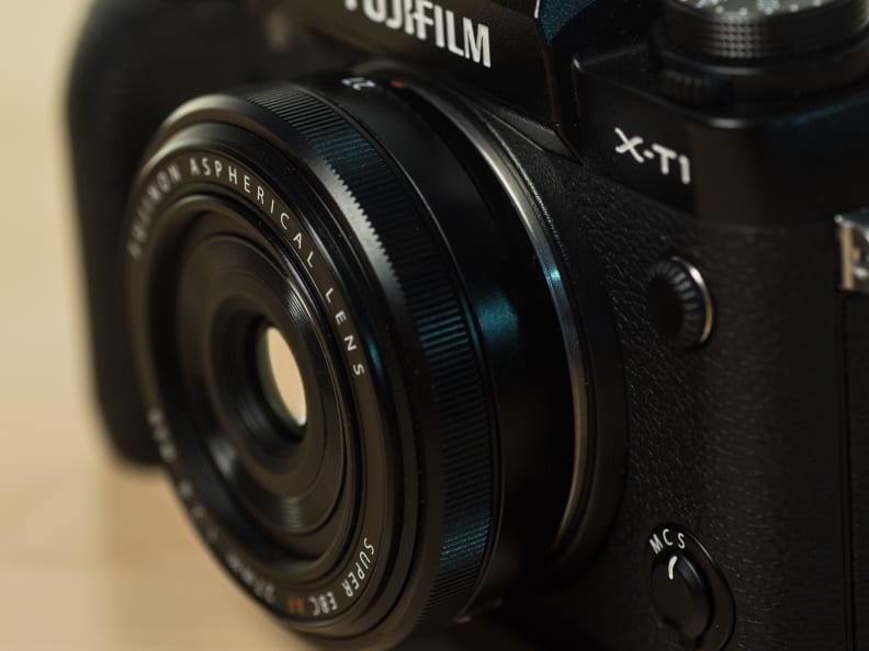 Encased in durable plastic, the XF 27mm f/2.8 features a metal focus ring and mount.