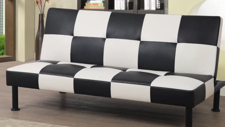 Black and white checkered sleeper sofa