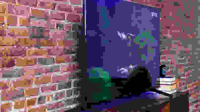 Close up of a television screen display in a living room.