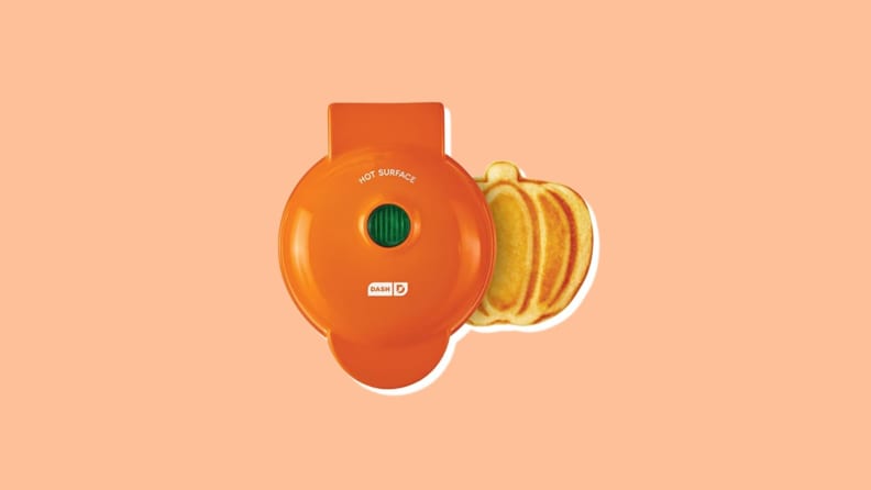 Orange pumpkin shaped waffle maker from Staub.