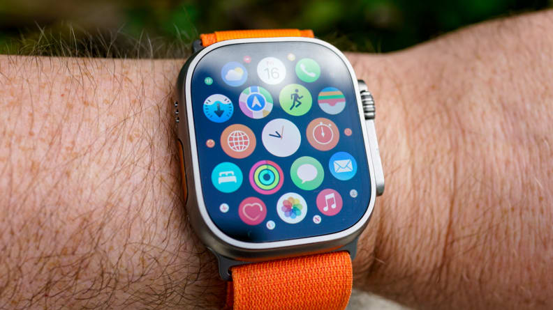 The Apple Watch Ultra with all of its installed apps on display.