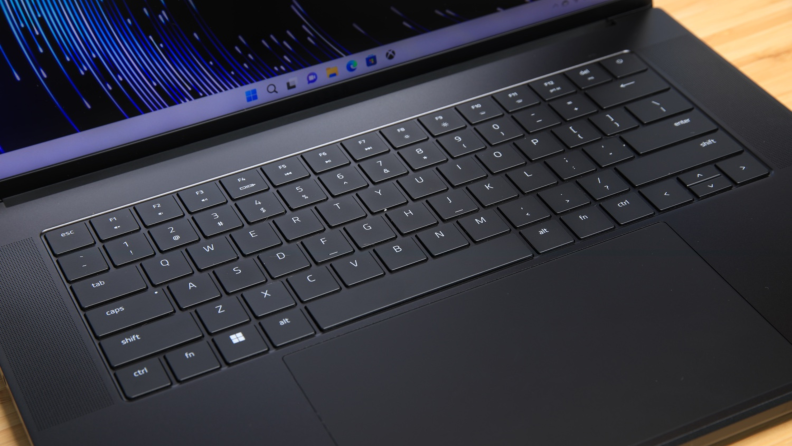 The Razer Blade 16 keyboard up close.