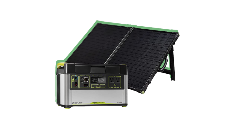 Close up of a Yeti solar generator.