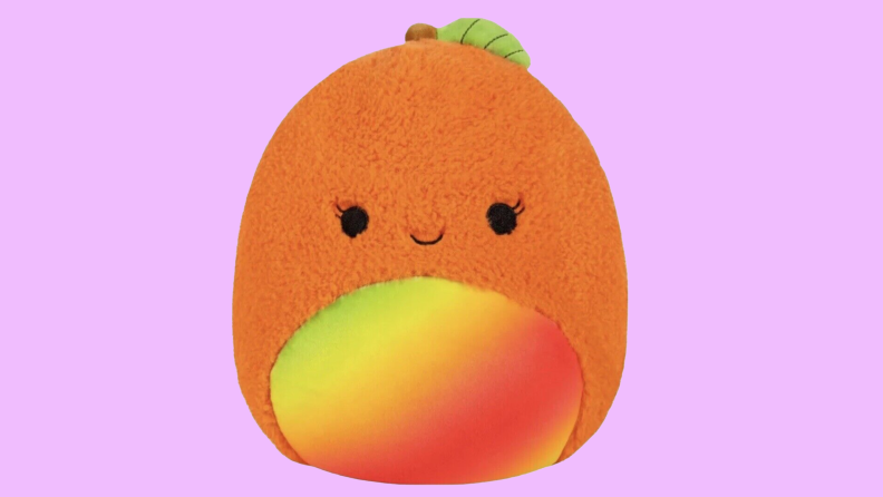 Product shot of Louie the Mango plush Squshmallow toy.