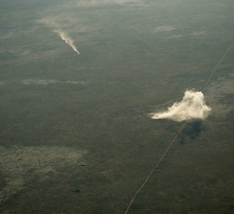 Ground Personnel Race to Soyuz Landing Site