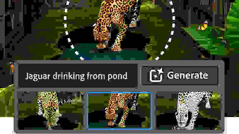 An image of a tiger drinking from a pond generated by AI.
