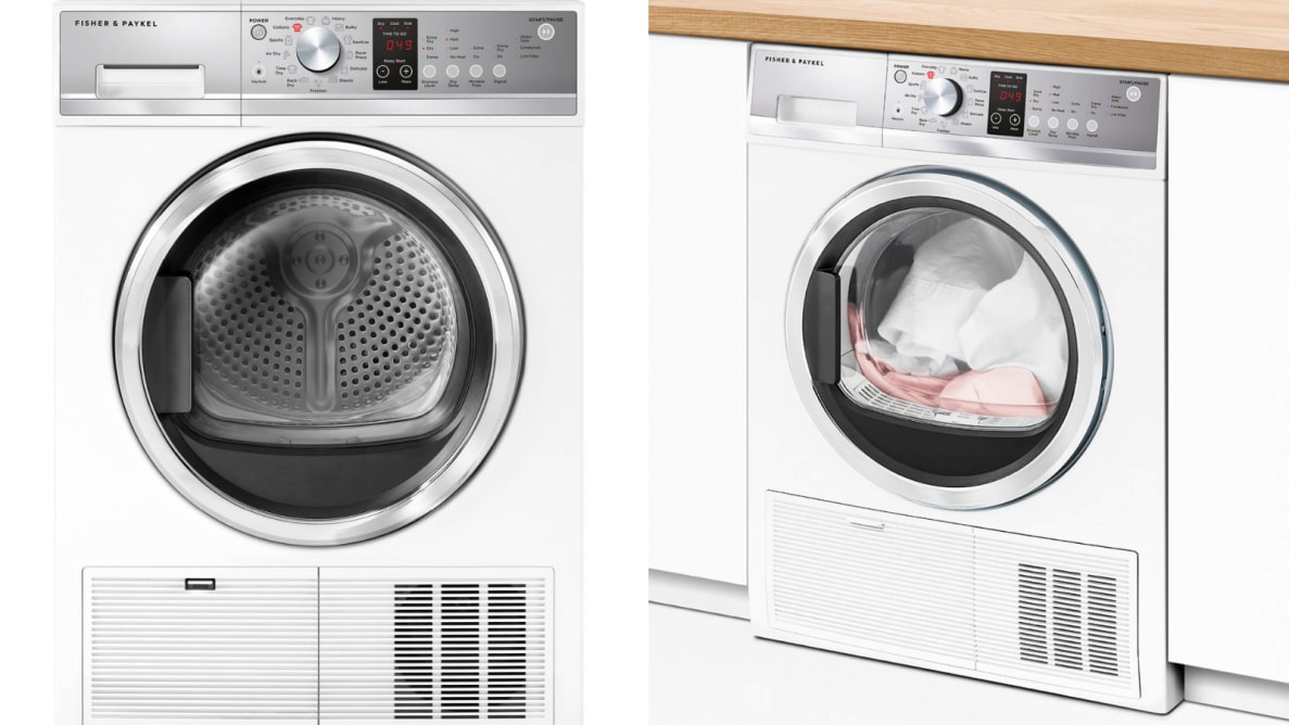 The Fisher & Paykel DE4024P1 compact condenser dryer dries clothes well and lets you customize cycles.