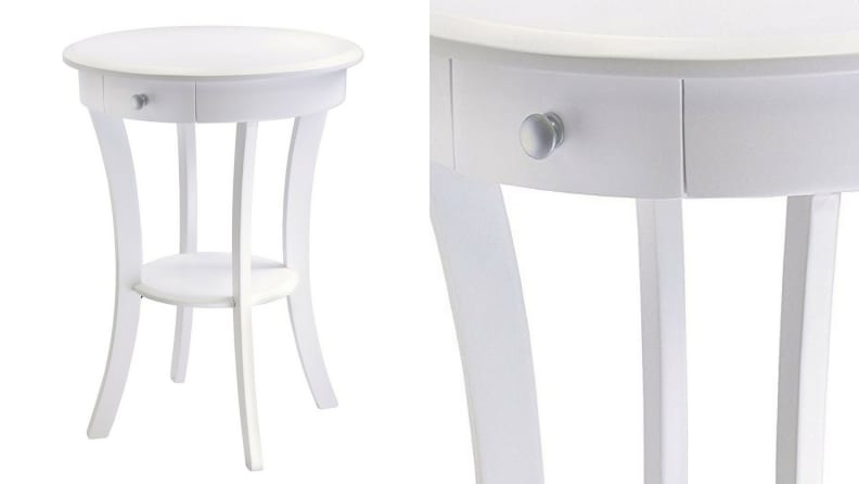 Winsome Wood Sasha Accent Table with Drawer, Curved Legs, White Finish