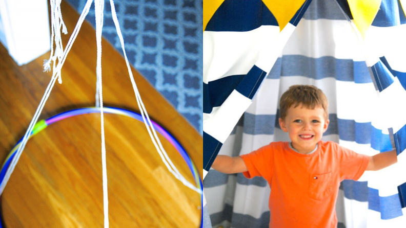 A hula hoop is the basis for this brilliant DIY fort.