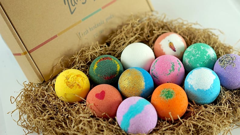 Bath bombs in a basket