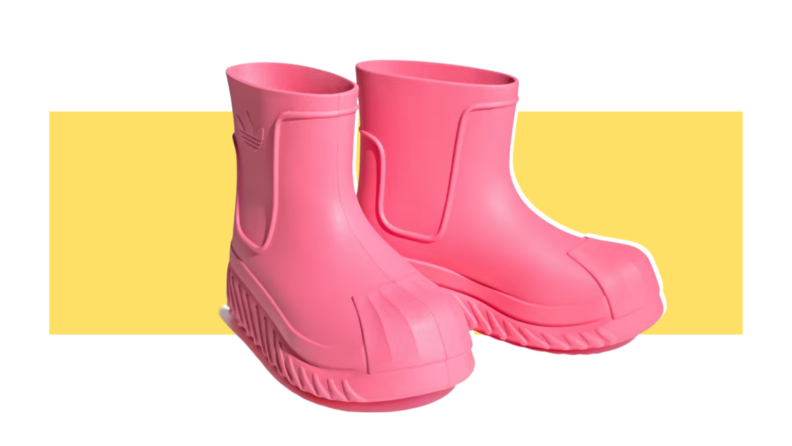 A chunky, pink foam boot.