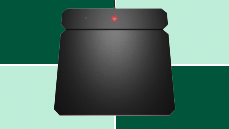 An image of a black Omen mousepad.