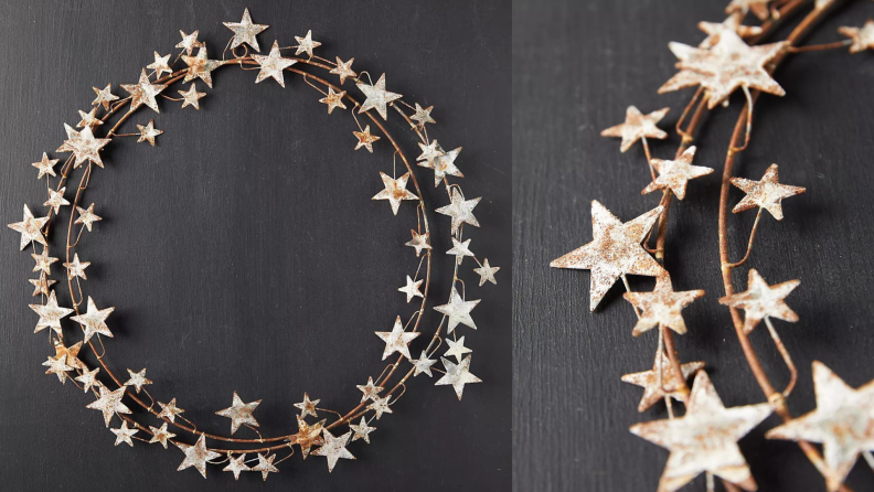 A wreath made from iron with decorative stars.
