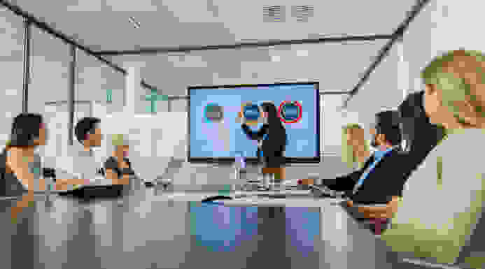 Woman presenting during meeting