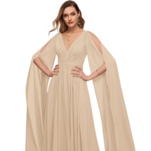 Product image of A-Line V-Neck Floor-Length Chiffon Evening Dress