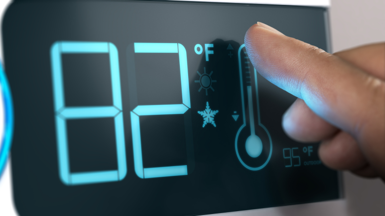 a smart thermostat reads 82 degrees