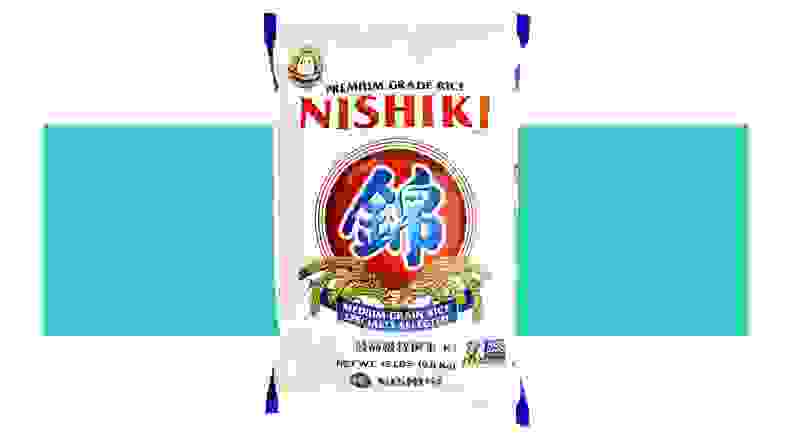 A a large bag of Nishiki Premium Grade Rice