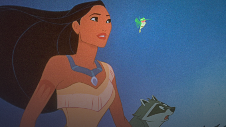 Pocahontas sings to her animal friends.