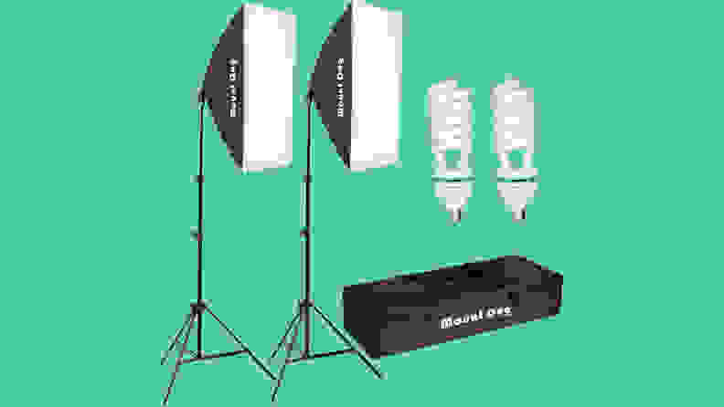 Softbox kit against green background