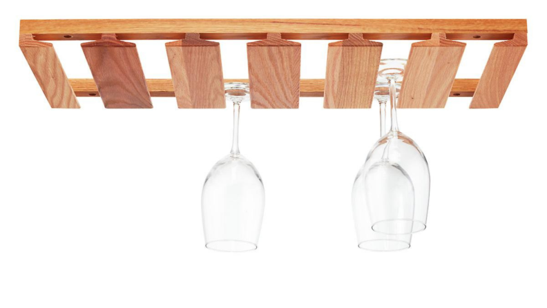 An oak wine glass rack.