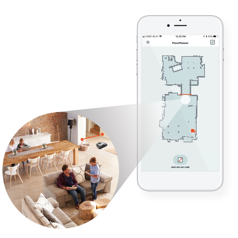The floor planner app lets you draw no-go lines.