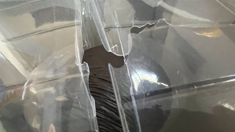 Cracked plastic from shipping.