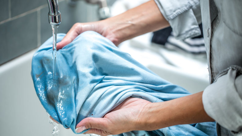 If you spill on a piece of clothing, before it has time to set, do a quick cool-water rinse to help remove some of the stain.