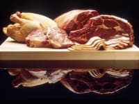 A table full of meat.