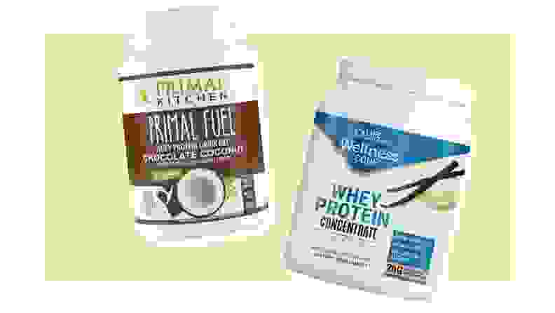 Two jugs of protein powder from Primal Kitchen and