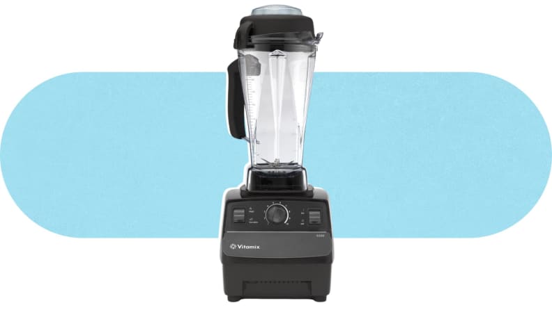 The Vitamix 5200 Blender on a colorful background.