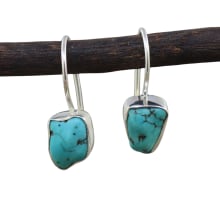 Product image of Raw turquoise dangle earrings in sterling silver