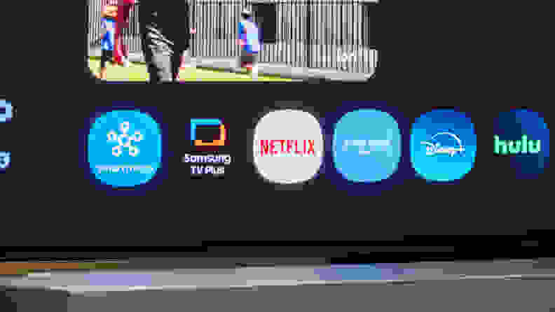 The bottom of a Samsung TV screen showing streaming apps