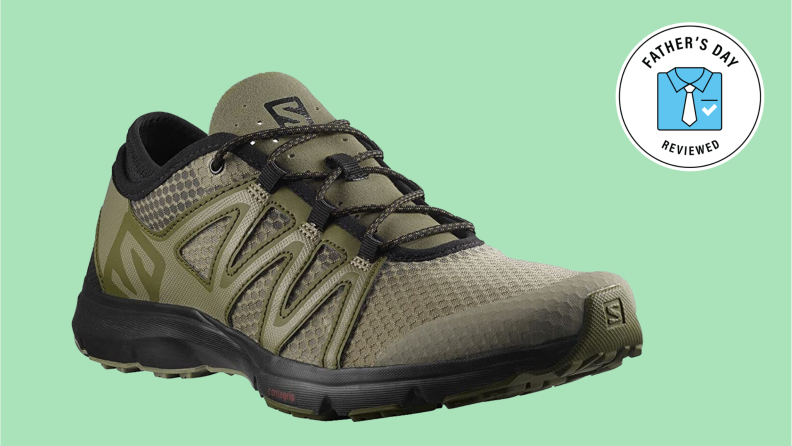 A Salomon water shoe with laces.