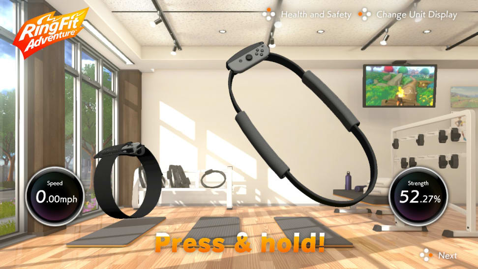 Screenshot from the Ring Fit Adventure fitness game for Nintendo Switch.