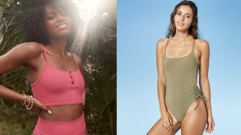 Aerie and Target ribbed swimsuits