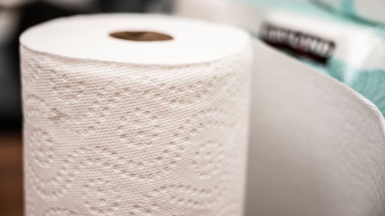 This is a closeup photo of a roll of paper towels.