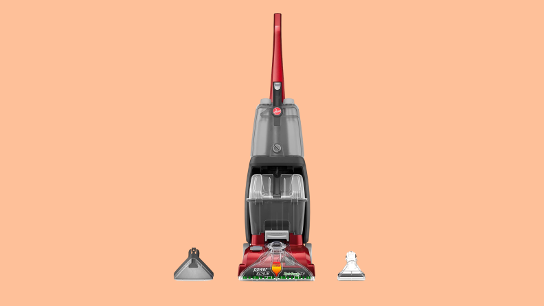 Hoover carpet cleaner against a peach background