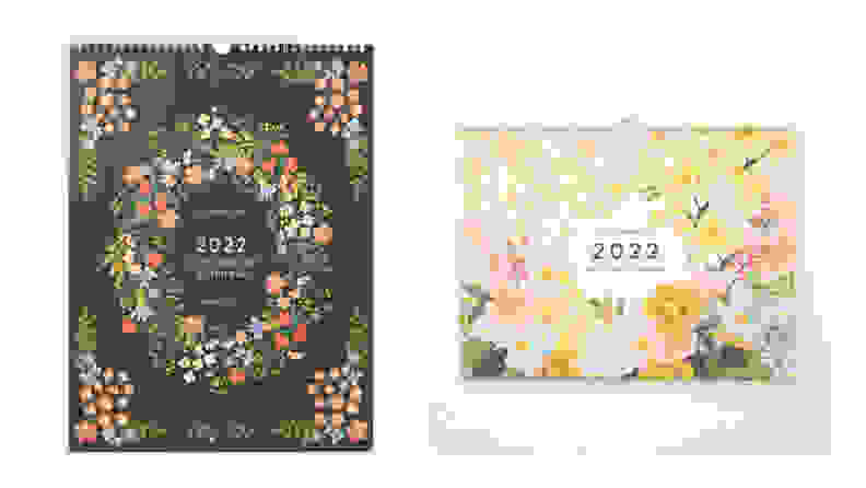 Two 2022 wall calendars with floral designs by Rifle Paper Co.