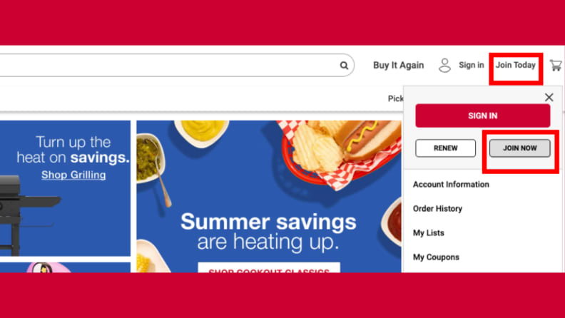 Screenshot of the BJ’s Wholesale Club website homepage highlighting multiple "Join Now" membership sign-up options.