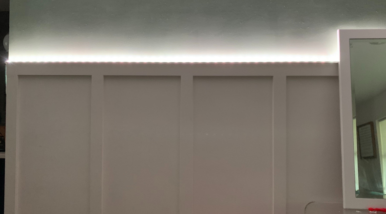 Smart strip lights in the entryway of a home