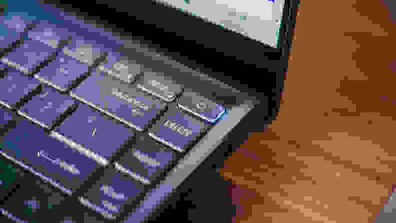 A close up shot of a laptop's keys