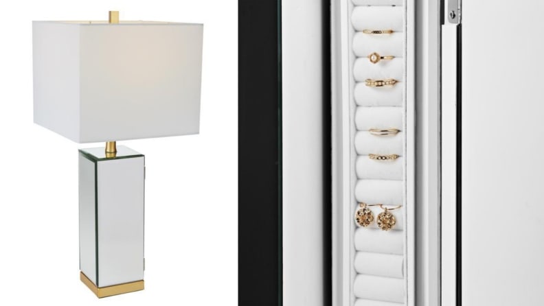 August & Leo white lamp shade with gold accents