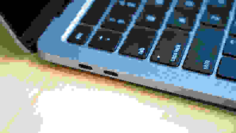 An alternate view of the laptop's ports.