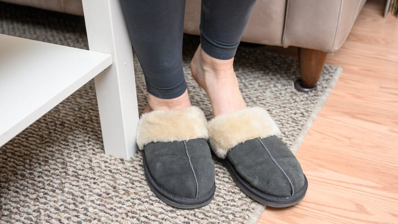 Woman wearing slippers