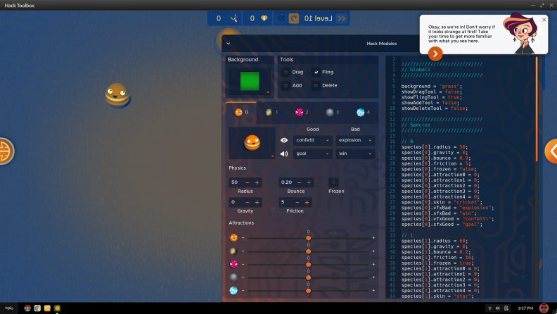 Hack is a series of coding games and tutorials built into an Asus laptop.