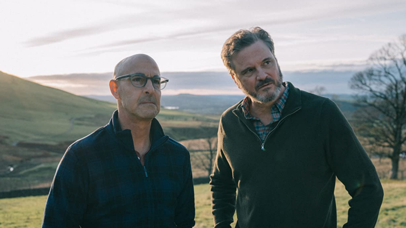 A still from the film Supernova starring Stanley Tucci and Colin Firth, featuring the two actors standing together.